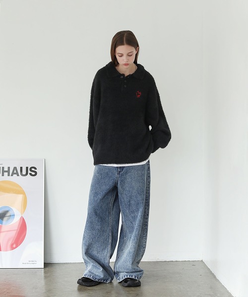 ROCHEM(ローシェン)の「ハートロゴ刺繍シャギーニットポロ(ニット/セーター・メンズ・ブラック/グレー/ブラウン/ネイビー・XS/S/M/L)」の20枚目の写真