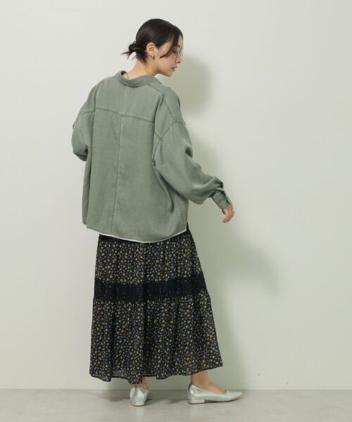 Green　Parks（グリーンパークス）の「レースドッキング花柄ティアードスカート（スカート・レディース・ブラック/イエロー・FREE）」の5枚目の写真