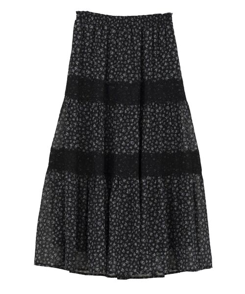 Green　Parks（グリーンパークス）の「レースドッキング花柄ティアードスカート（スカート・レディース・ブラック/イエロー・FREE）」の18枚目の写真