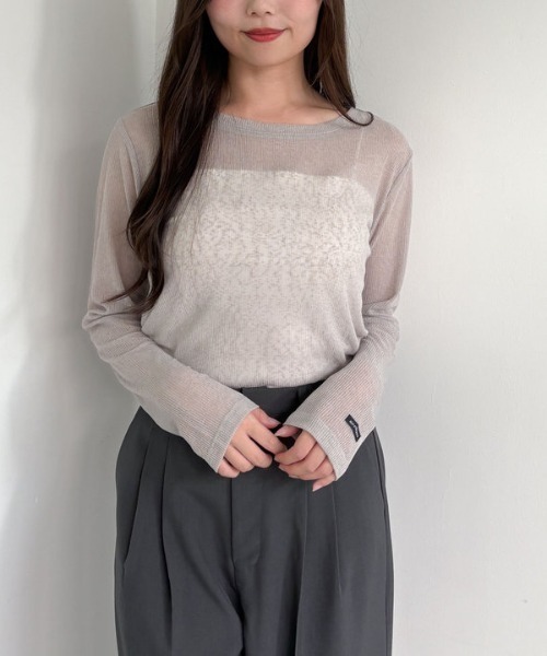 archives(アルシーヴ)の「シアーリブカットTOPS(Tシャツ/カットソー・レディース・アイボリー/ブラック/グレー・MEDIUM)」の3枚目の写真