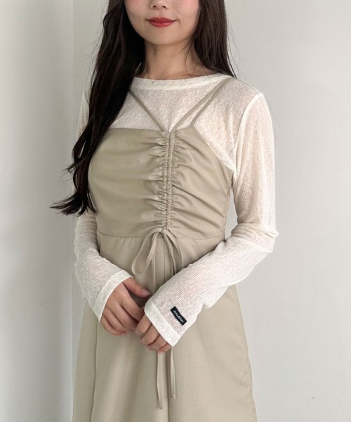 archives(アルシーヴ)の「シアーリブカットTOPS(Tシャツ/カットソー・レディース・アイボリー/ブラック/グレー・MEDIUM)」の1枚目の写真