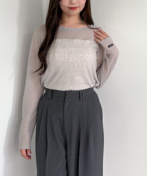archives(アルシーヴ)の「シアーリブカットTOPS(Tシャツ/カットソー・レディース・アイボリー/ブラック/グレー・MEDIUM)」の4枚目の写真