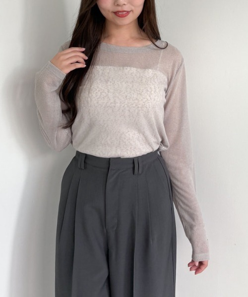 archives(アルシーヴ)の「シアーリブカットTOPS(Tシャツ/カットソー・レディース・アイボリー/ブラック/グレー・MEDIUM)」の5枚目の写真