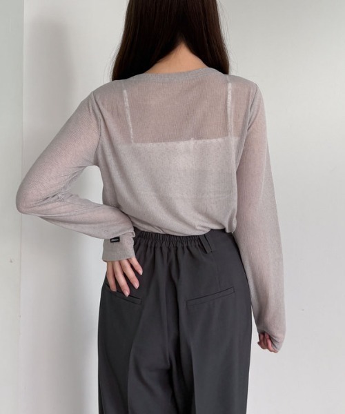 archives(アルシーヴ)の「シアーリブカットTOPS(Tシャツ/カットソー・レディース・アイボリー/ブラック/グレー・MEDIUM)」の6枚目の写真
