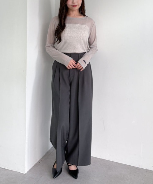 archives(アルシーヴ)の「シアーリブカットTOPS(Tシャツ/カットソー・レディース・アイボリー/ブラック/グレー・MEDIUM)」の8枚目の写真
