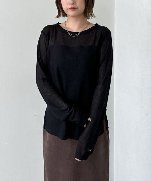 archives(アルシーヴ)の「シアーリブカットTOPS(Tシャツ/カットソー・レディース・アイボリー/ブラック/グレー・MEDIUM)」の17枚目の写真