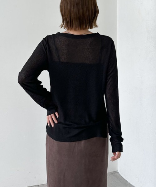 archives(アルシーヴ)の「シアーリブカットTOPS(Tシャツ/カットソー・レディース・アイボリー/ブラック/グレー・MEDIUM)」の18枚目の写真