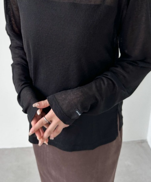 archives(アルシーヴ)の「シアーリブカットTOPS(Tシャツ/カットソー・レディース・アイボリー/ブラック/グレー・MEDIUM)」の19枚目の写真