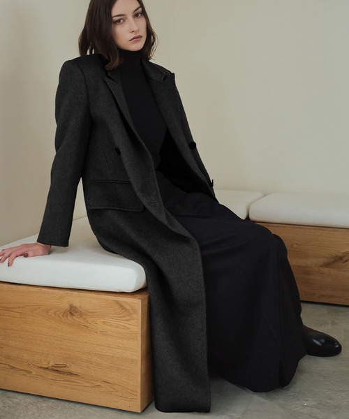 セール】【2025AW】【ウール100％】ダブルブレスト ロング丈