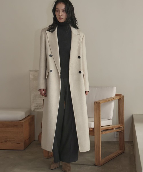 セール】【2025AW】【ウール100％】ダブルブレスト ロング丈