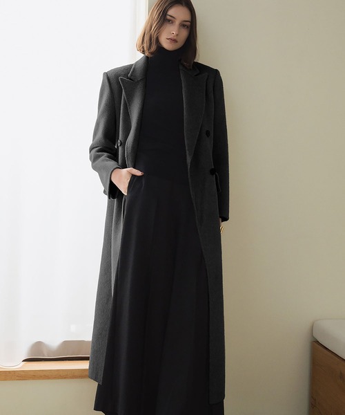 セール】【2025AW】【ウール100％】ダブルブレスト ロング丈