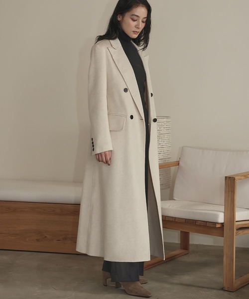 セール】【2025AW】【ウール100％】ダブルブレスト ロング丈