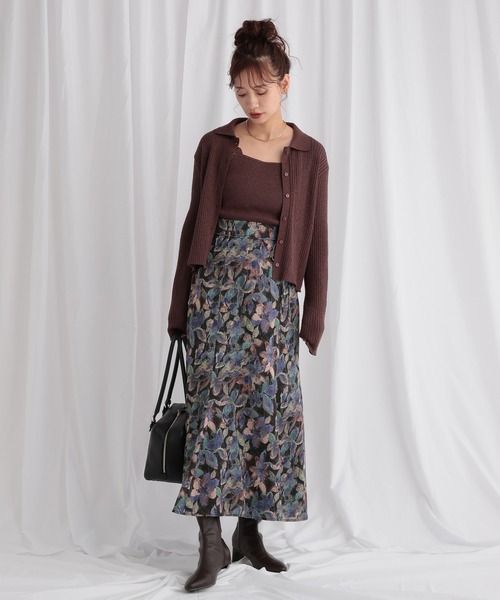 mysty woman（ミスティウーマン）の「アンティークフラワースカート　582115（スカート・レディース・ブラック/イエロー/ホワイト系その他・FREE）」の6枚目の写真