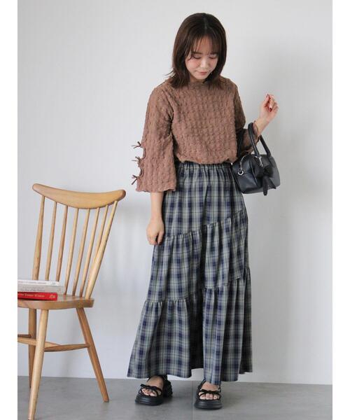 ehka sopo（エヘカソポ）の「袖リボンカットソー（Tシャツ/カットソー・レディース・ブラック/ブラウン/キナリ・F）」の9枚目の写真