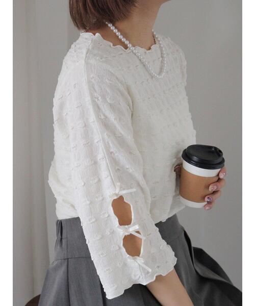 ehka sopo（エヘカソポ）の「袖リボンカットソー（Tシャツ/カットソー・レディース・ブラック/ブラウン/キナリ・F）」の12枚目の写真