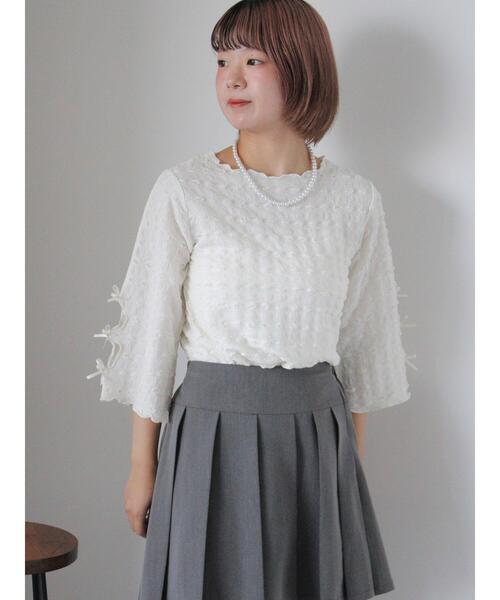 ehka sopo（エヘカソポ）の「袖リボンカットソー（Tシャツ/カットソー・レディース・ブラック/ブラウン/キナリ・F）」の14枚目の写真