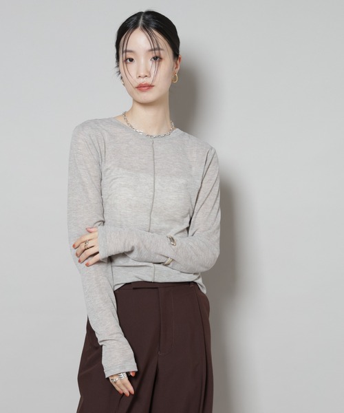 NANO universe（ナノユニバース）の「前後2wayシアーフライスカットトップス（Tシャツ/カットソー・レディース・モカ/ホワイト/ブラック・FREE）」の3枚目の写真