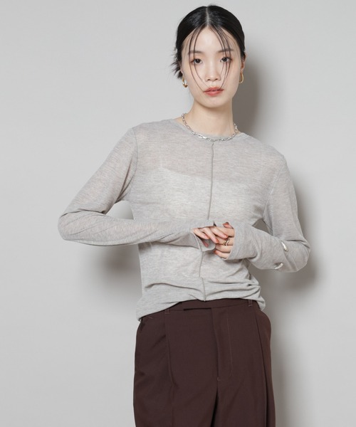 NANO universe（ナノユニバース）の「前後2wayシアーフライスカットトップス（Tシャツ/カットソー・レディース・モカ/ホワイト/ブラック・FREE）」の11枚目の写真