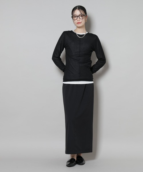 NANO universe（ナノユニバース）の「前後2wayシアーフライスカットトップス（Tシャツ/カットソー・レディース・モカ/ホワイト/ブラック・FREE）」の20枚目の写真