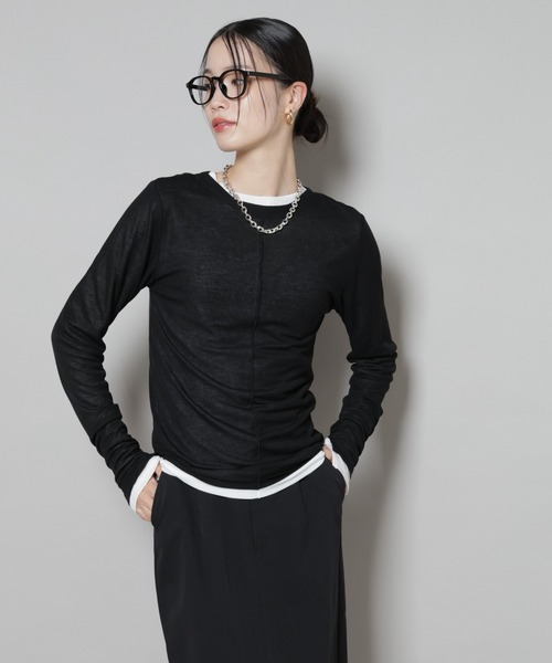 NANO universe（ナノユニバース）の「前後2wayシアーフライスカットトップス（Tシャツ/カットソー・レディース・モカ/ホワイト/ブラック・FREE）」の17枚目の写真