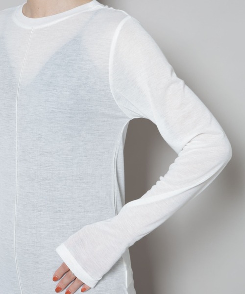 NANO universe（ナノユニバース）の「前後2wayシアーフライスカットトップス（Tシャツ/カットソー・レディース・モカ/ホワイト/ブラック・FREE）」の4枚目の写真