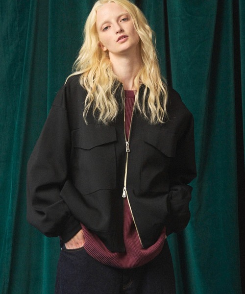 UNISEX》Prime-Over Double Pocket Knit Zip Blouson/プライム