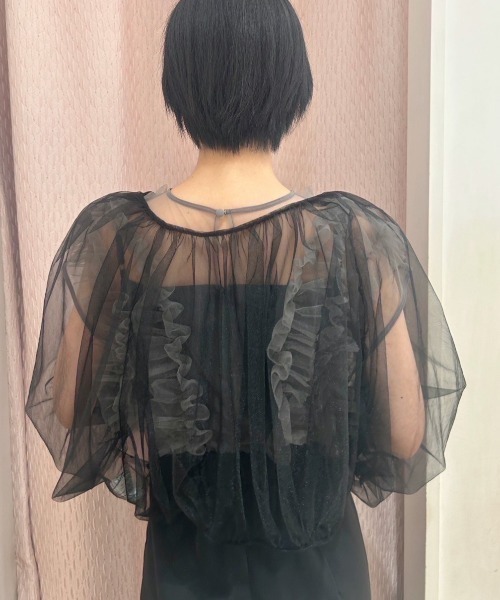 Cupid Heart（キューピッドハート）の「【Cupid Heart】結婚式用！チュールギャザーボレロ（カーディガン/ボレロ・レディース・ブラック/アイボリー/ベージュ・MEDIUM）」の7枚目の写真
