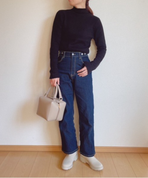 Belle Cie(ベルシー)の「ぬくもりあったか 裏シャギー リブニットセーター レディース 裏起毛 あったか トップス(ニット/セーター・レディース・グレー/ボルドー/ブラック/アイボリー/ホワイト/ブラウン/グリーン/ベージュ・FREE)」の12枚目の写真