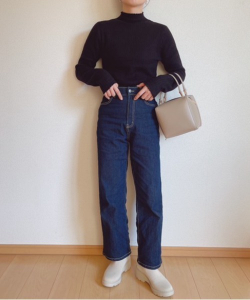 Belle Cie(ベルシー)の「ぬくもりあったか 裏シャギー リブニットセーター レディース 裏起毛 あったか トップス(ニット/セーター・レディース・グレー/ボルドー/ブラック/アイボリー/ホワイト/ブラウン/グリーン/ベージュ・FREE)」の13枚目の写真