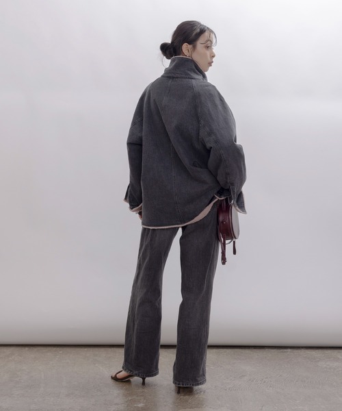 Eimee Law（エイミーロウ）の「デニムボア スタンドカラー ラペルコート（その他アウター・レディース・グレー/インディゴブルー・FREE）」の8枚目の写真