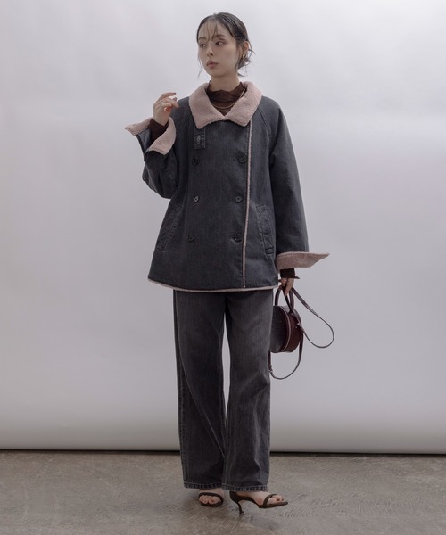 セール】デニムボア スタンドカラー ラペルコート（その他アウター