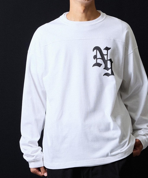 NUMBER (N)INE(ナンバーナイン)の「PREMIUM COTTON NUMBERING LOGO FOOTBALL L/S T-SHIRT / プレミアム コットン ナンバリング ロゴプリント フットボール ロンT(Tシャツ/カットソー・メンズ・ブラック/オリーブ/ホワイト・2/3/4)」の6枚目の写真