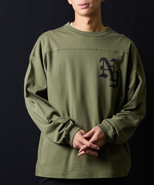 NUMBER (N)INE(ナンバーナイン)の「PREMIUM COTTON NUMBERING LOGO FOOTBALL L/S T-SHIRT / プレミアム コットン ナンバリング ロゴプリント フットボール ロンT(Tシャツ/カットソー・メンズ・ブラック/オリーブ/ホワイト・2/3/4)」の22枚目の写真