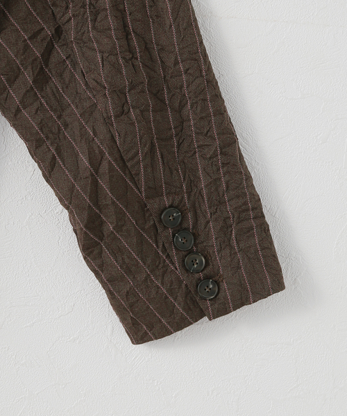 JOURNAL STANDARD（ジャーナルスタンダード）の「シュリンクストライプジャケット（その他アウター・レディース・ブラウン・FREE）」の3枚目の写真