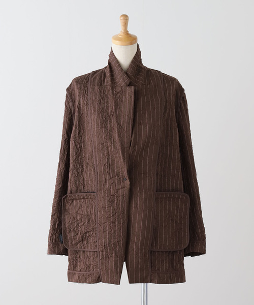 JOURNAL STANDARD（ジャーナルスタンダード）の「シュリンクストライプジャケット（その他アウター・レディース・ブラウン・FREE）」の7枚目の写真