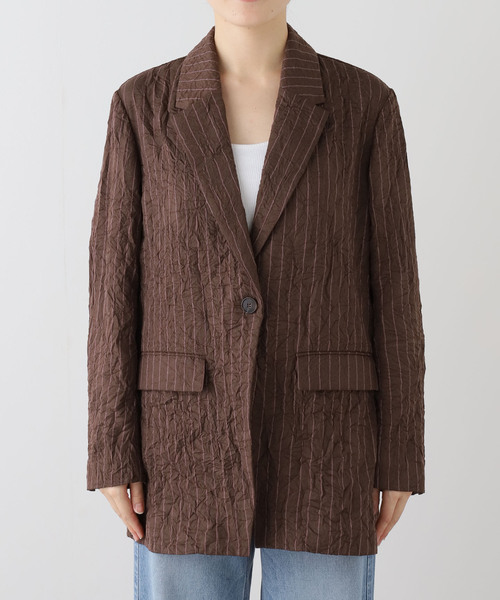 JOURNAL STANDARD（ジャーナルスタンダード）の「シュリンクストライプジャケット（その他アウター・レディース・ブラウン・FREE）」の5枚目の写真