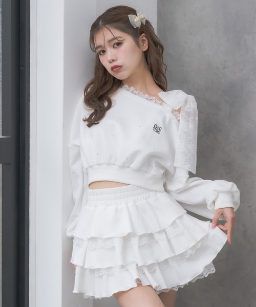 couture BY ROJITA(クチュールバイロジータ)の「【セットアップ対応】ワンショルリボンスウェットトップス(スウェット・レディース・ホワイト/ブラック/グレー・FREE)」の15枚目の写真
