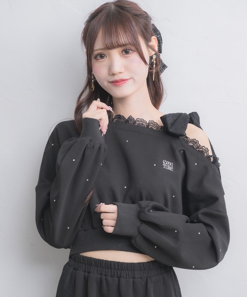 couture BY ROJITA(クチュールバイロジータ)の「【セットアップ対応】ワンショルリボンスウェットトップス(スウェット・レディース・ホワイト/ブラック/グレー・FREE)」の8枚目の写真