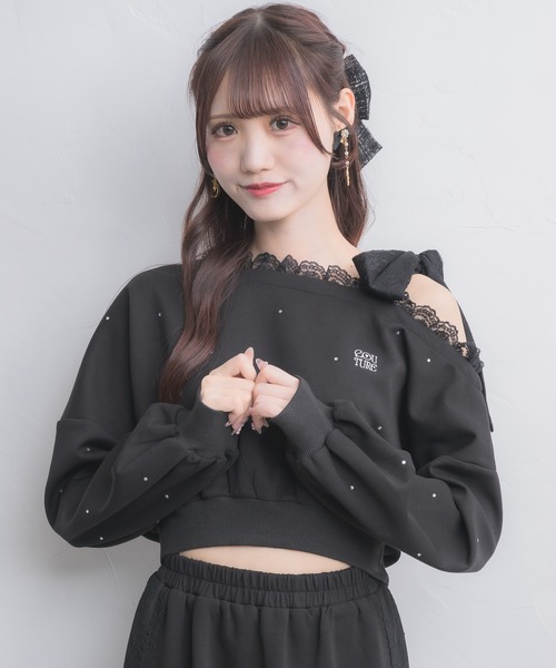 couture BY ROJITA(クチュールバイロジータ)の「【セットアップ対応】ワンショルリボンスウェットトップス(スウェット・レディース・ホワイト/ブラック/グレー・FREE)」の9枚目の写真