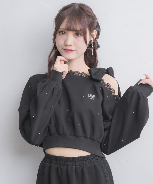 couture BY ROJITA(クチュールバイロジータ)の「【セットアップ対応】ワンショルリボンスウェットトップス(スウェット・レディース・ホワイト/ブラック/グレー・FREE)」の10枚目の写真