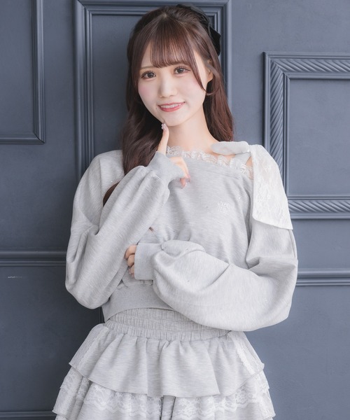 couture BY ROJITA(クチュールバイロジータ)の「【セットアップ対応】ワンショルリボンスウェットトップス(スウェット・レディース・ホワイト/ブラック/グレー・FREE)」の13枚目の写真