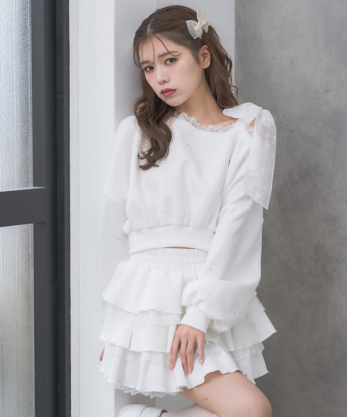 couture BY ROJITA(クチュールバイロジータ)の「【セットアップ対応】ワンショルリボンスウェットトップス(スウェット・レディース・ホワイト/ブラック/グレー・FREE)」の16枚目の写真
