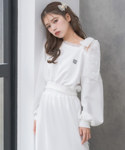 couture BY ROJITA(クチュールバイロジータ)の「【セットアップ対応】ワンショルリボンスウェットトップス(スウェット・レディース・ホワイト/ブラック/グレー・FREE)」の17枚目の写真