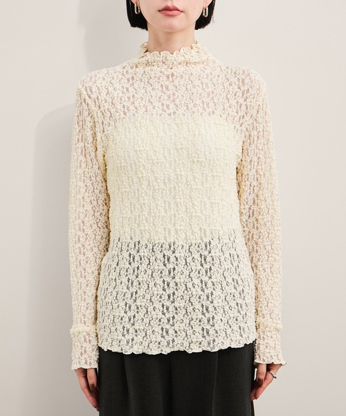 le cercle ADAM ET ROPE'(ルセルクルアダムエロペ)の「ハイネックレーストップス(Tシャツ/カットソー・レディース・ホワイト/ブラウン/ブラック・FREE)」の13枚目の写真