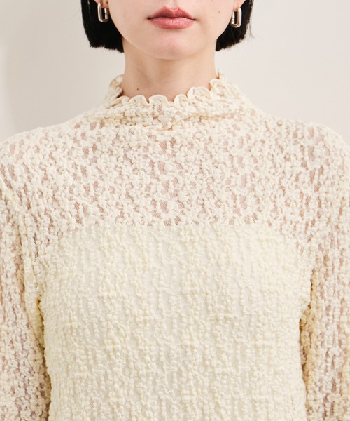 le cercle ADAM ET ROPE'(ルセルクルアダムエロペ)の「ハイネックレーストップス(Tシャツ/カットソー・レディース・ホワイト/ブラウン/ブラック・FREE)」の10枚目の写真