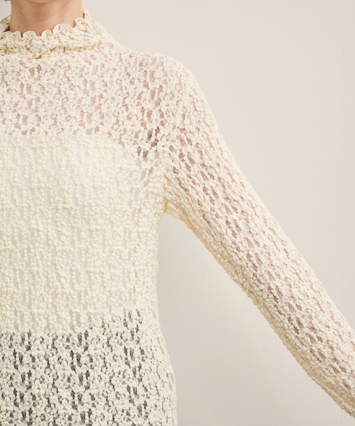 le cercle ADAM ET ROPE'(ルセルクルアダムエロペ)の「ハイネックレーストップス(Tシャツ/カットソー・レディース・ホワイト/ブラウン/ブラック・FREE)」の9枚目の写真