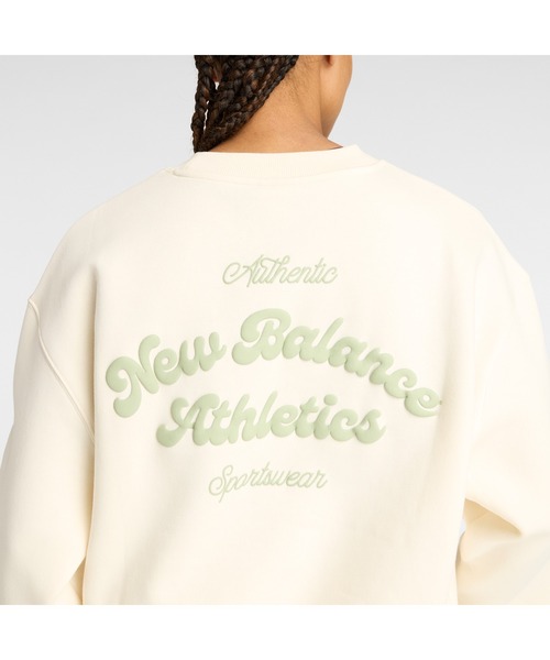 NEW BALANCE（ニューバランス）の「ニューバランス New Balance フリースクルー Linear Heritage（スウェット・レディース・ライトベージュ/ブラック・S/M/L/XL）」の6枚目の写真