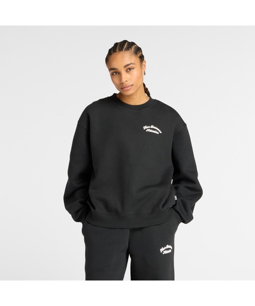 NEW BALANCE（ニューバランス）の「ニューバランス New Balance フリースクルー Linear Heritage（スウェット・レディース・ライトベージュ/ブラック・S/M/L/XL）」の8枚目の写真