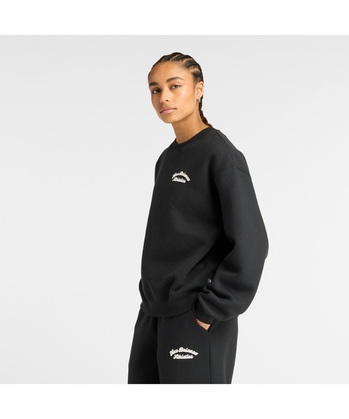 NEW BALANCE（ニューバランス）の「ニューバランス New Balance フリースクルー Linear Heritage（スウェット・レディース・ライトベージュ/ブラック・S/M/L/XL）」の9枚目の写真