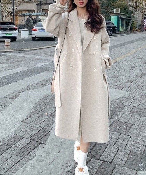 SallyLunn（サリーラン）の「ウールタッチトレンチコート（トレンチコート・レディース・アイボリー/ブラック・MEDIUM/LARGE）」の3枚目の写真